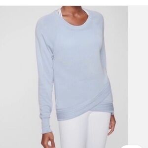Athleta Serenity Criss Cross Sweatshirt Light Blue Crew Neck Size MT